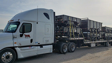 New Railroad Carts transported on a stepdeck trailer